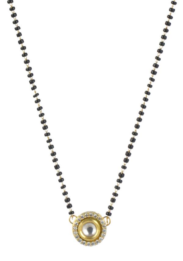 Women's Black & Gold Kundan Mangalsutra - Jazz And Sizzle - Indiakreations