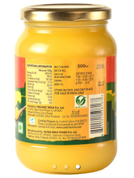 Organic Cow Ghee 500 Ml Bottle - Organic India