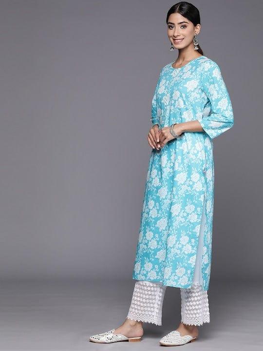 Varanga Floral Printed Gotta Patti Floral Kurta - Indiakreations