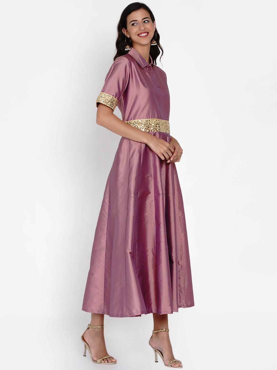 Women's Mauve Polyester Gown - Women Republic - Indiakreations