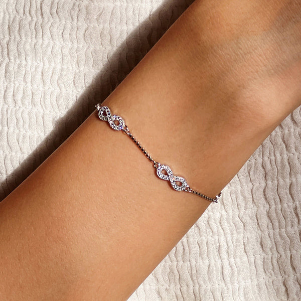 Studded Inifnity Silver Bracelet