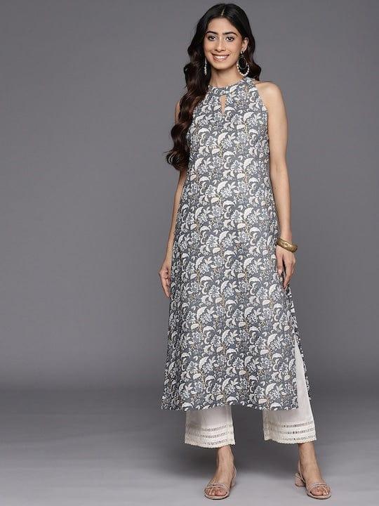 Varanga Floral Printed Cotton Kurta - Indiakreations