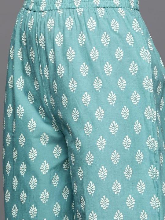 Varanga Women Floral Printed Pure Cotton Kurta With Palazzos - Indiakreations