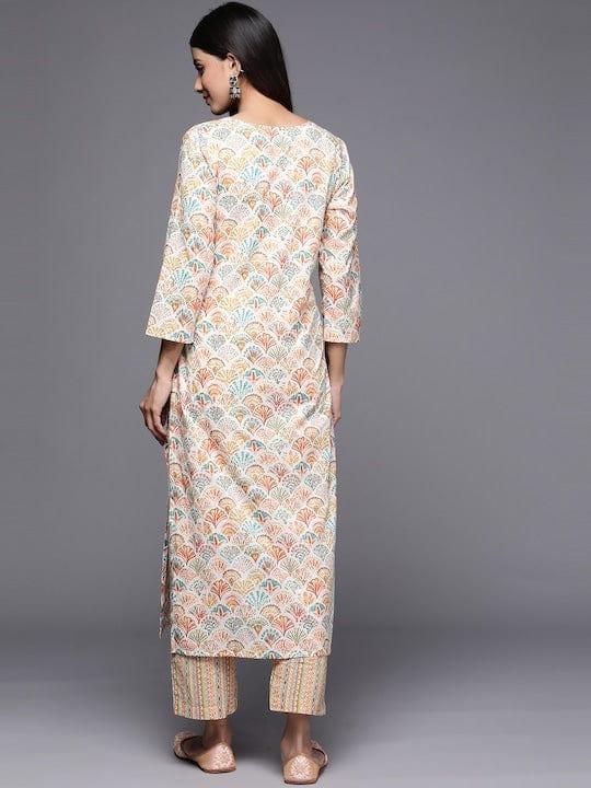 Varanga Women Printed Gotta Patti Pure Cotton Kurta With Trousers - Indiakreations