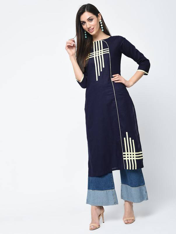 Women's Patchwork Straight Kurta - Aniyah