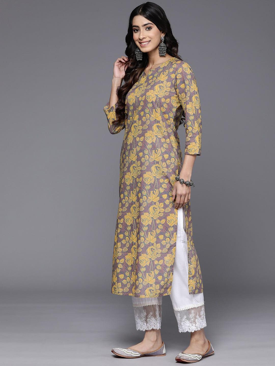 Varanga Floral Printed Pure Cotton Kurta - Indiakreations