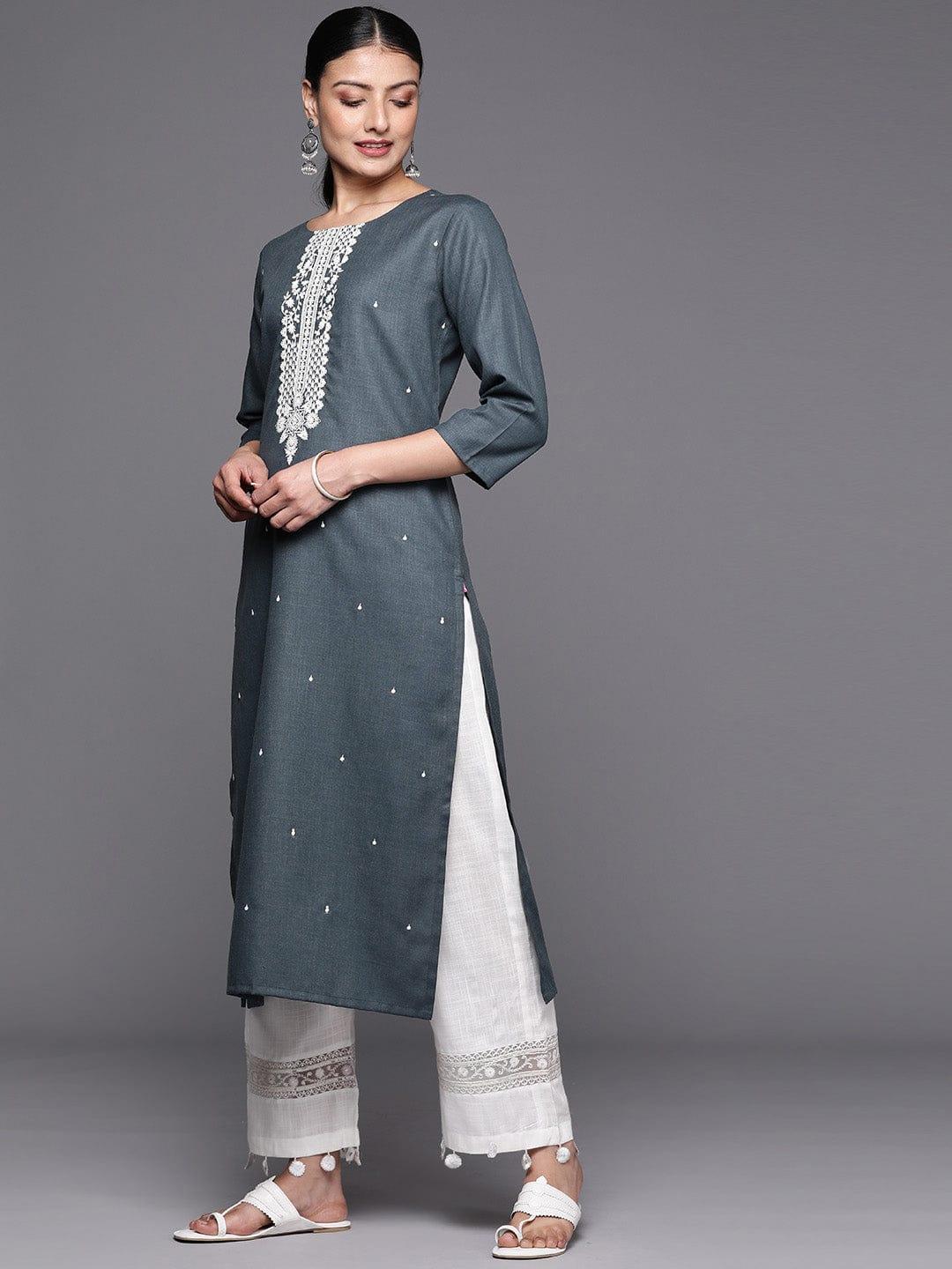 Varanga Women Embroidered Thread Work Floral Kurta - Indiakreations