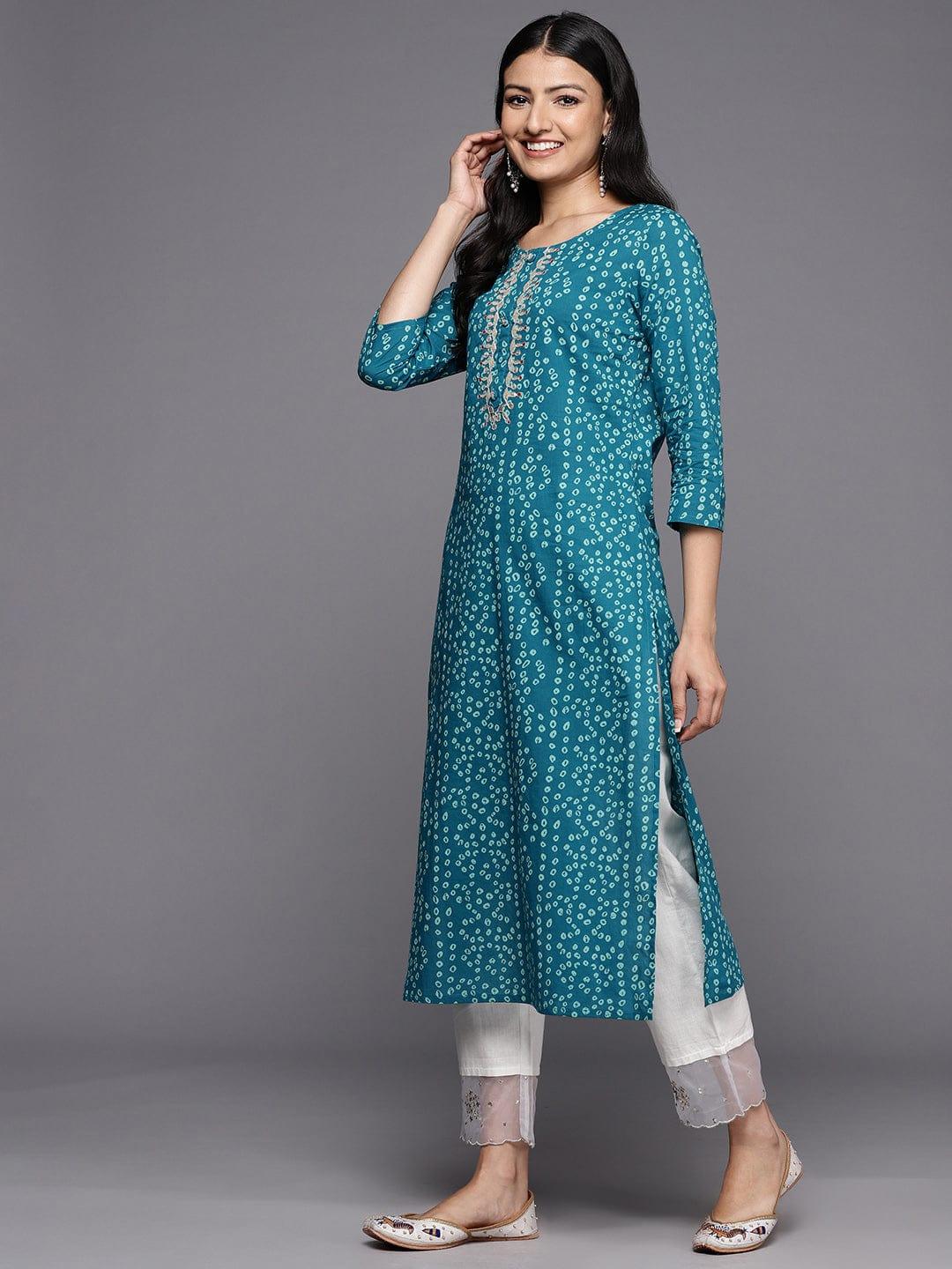 Varanga Bandhani Printed Gotta Patti Pure Cotton Kurta - Indiakreations