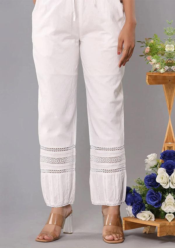 Pearl White Multi Lace Pant - Indiakreations