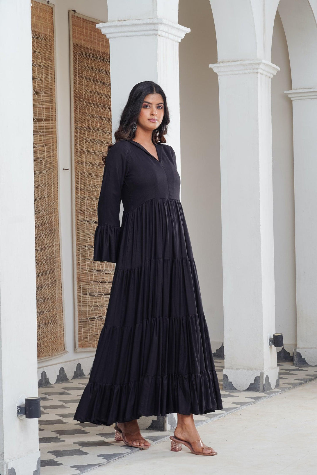 Black frill tier Maxi - Indiakreations