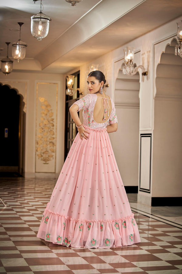Latest Designer Sangeet Gown In Pink - Indiakreations