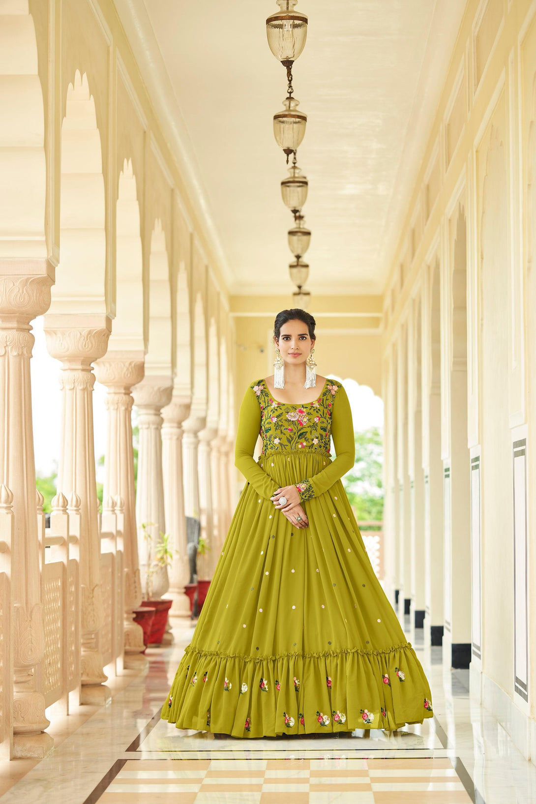 Latest Florescence Embroidered Long Anarkali Gown - Indiakreations