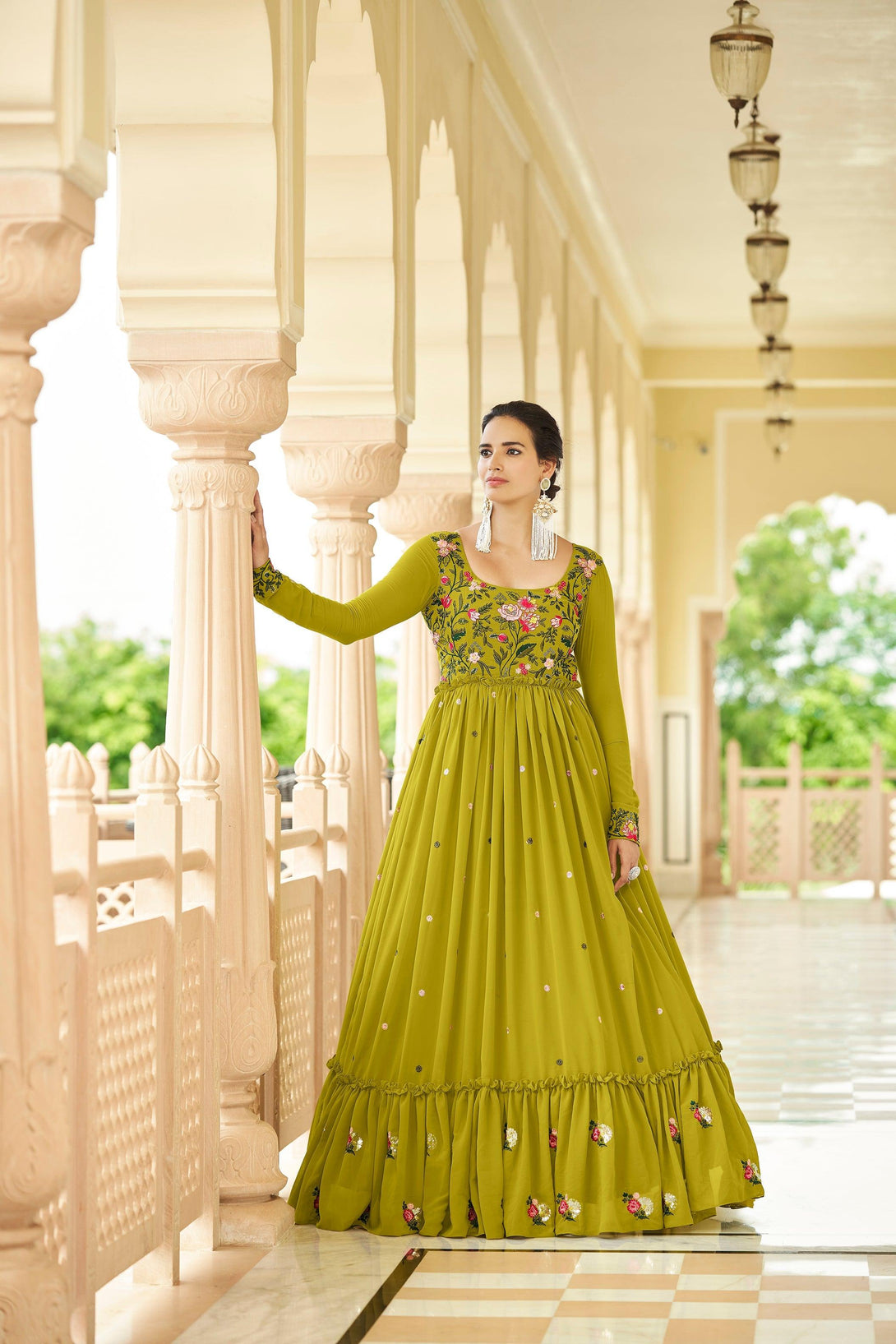 Latest Florescence Embroidered Long Anarkali Gown - Indiakreations