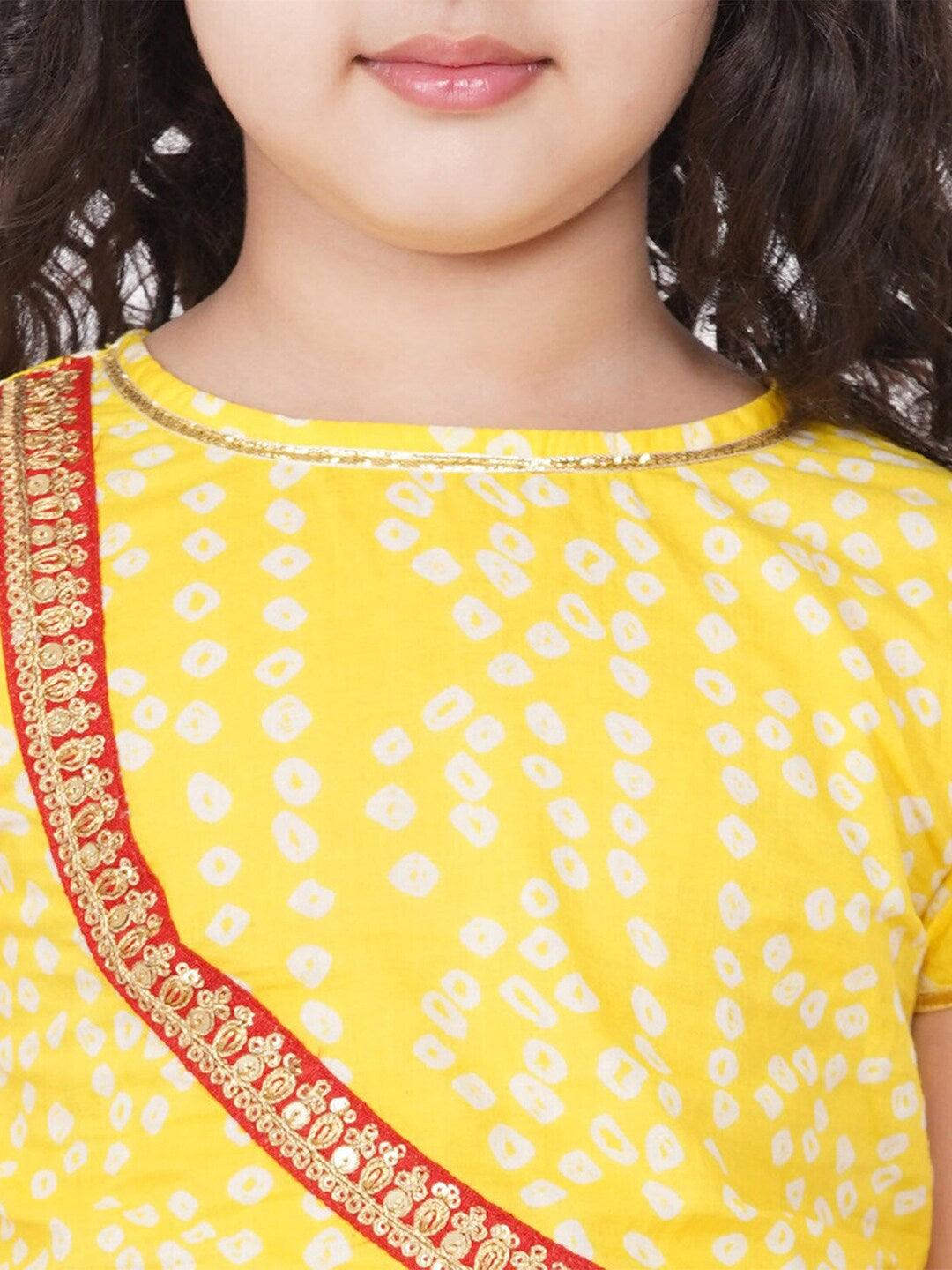 Girl's Yellow & Red Printed Ready to Wear Lehenga Choli - NOZ2TOZ KIDS - Indiakreations