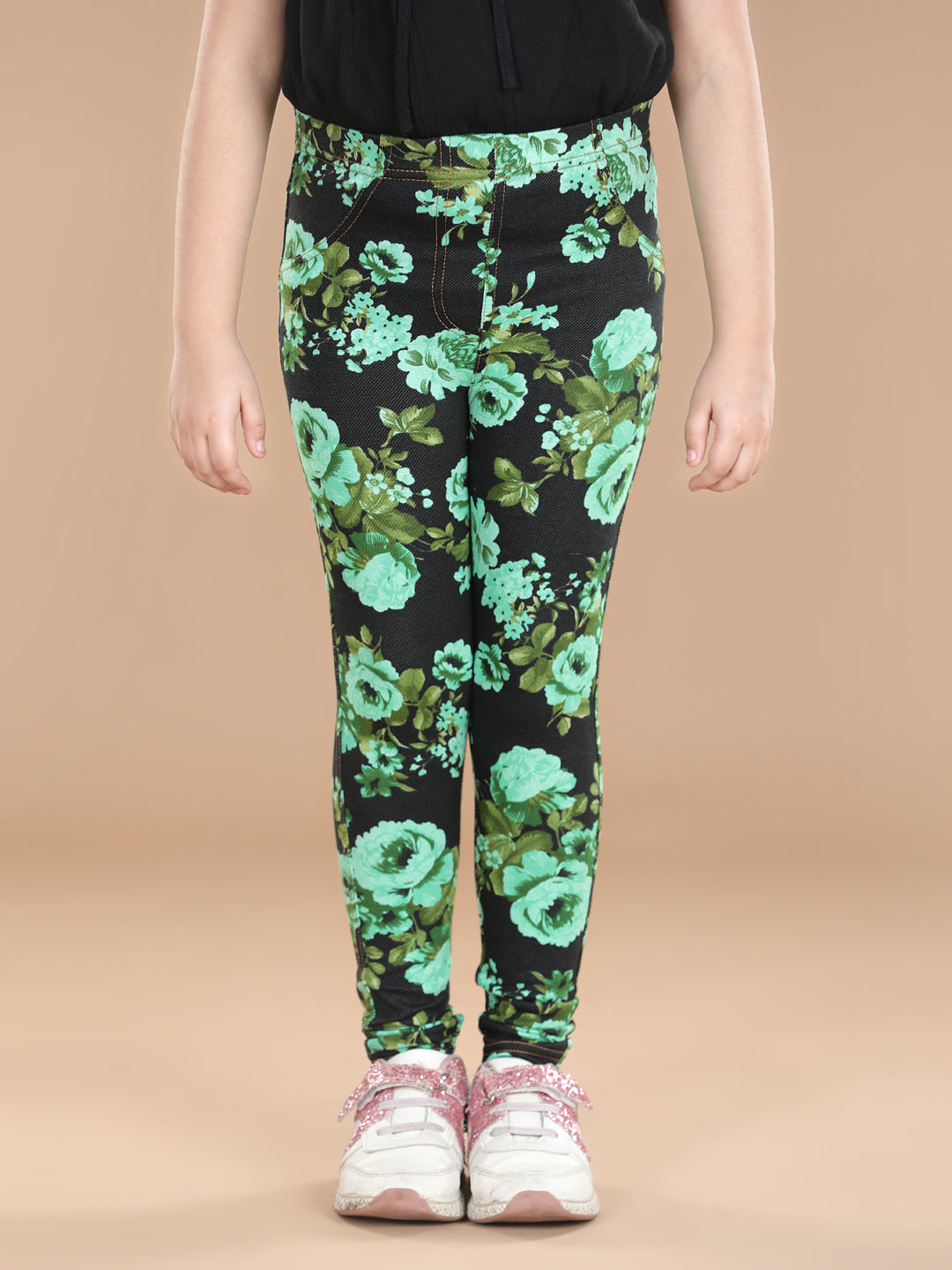 Girl's  Cotton Floral Printed Jegging - StyleStone Kid