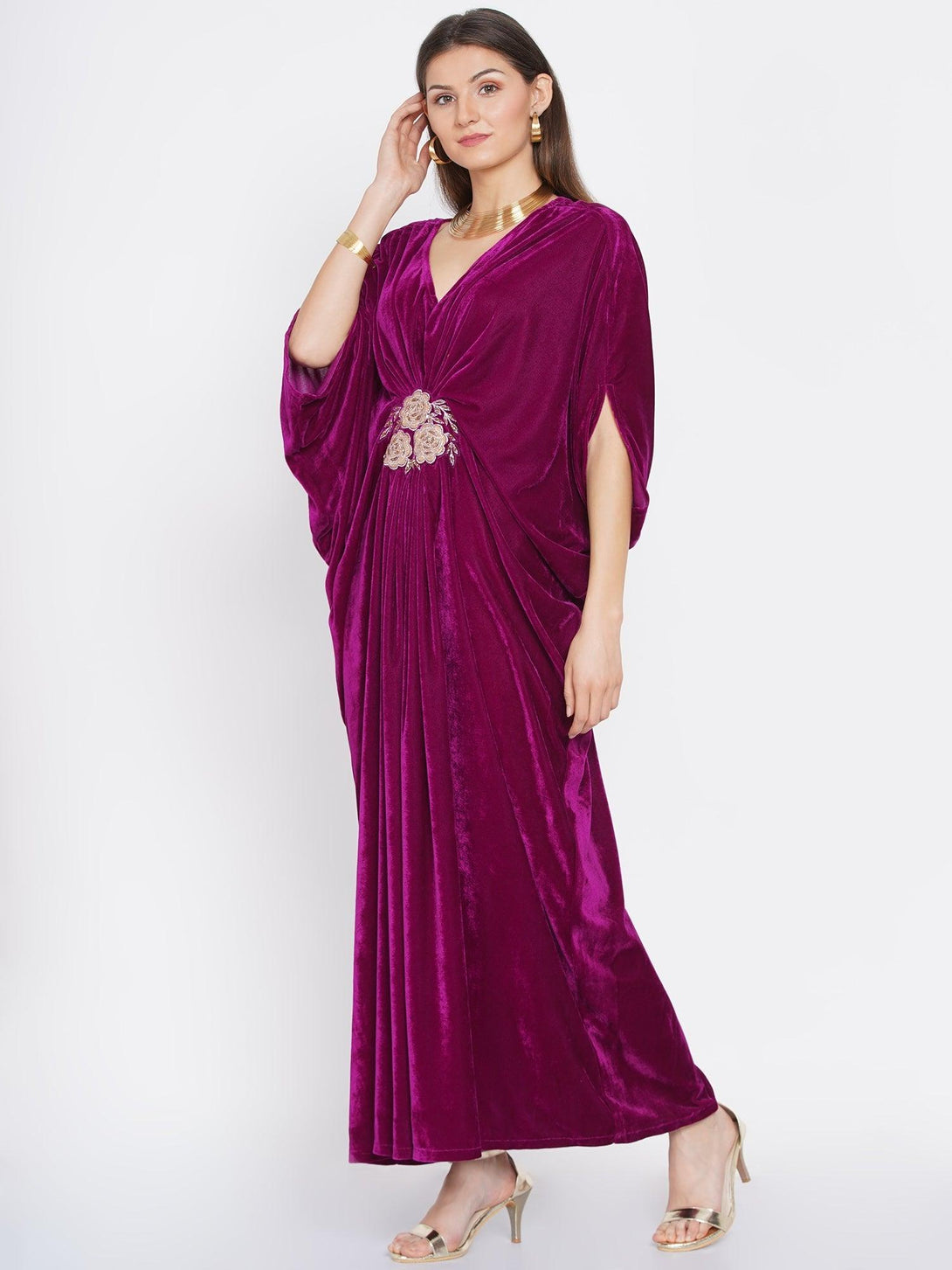 Women's Wine Velvet Dress - Women Republic - Indiakreations