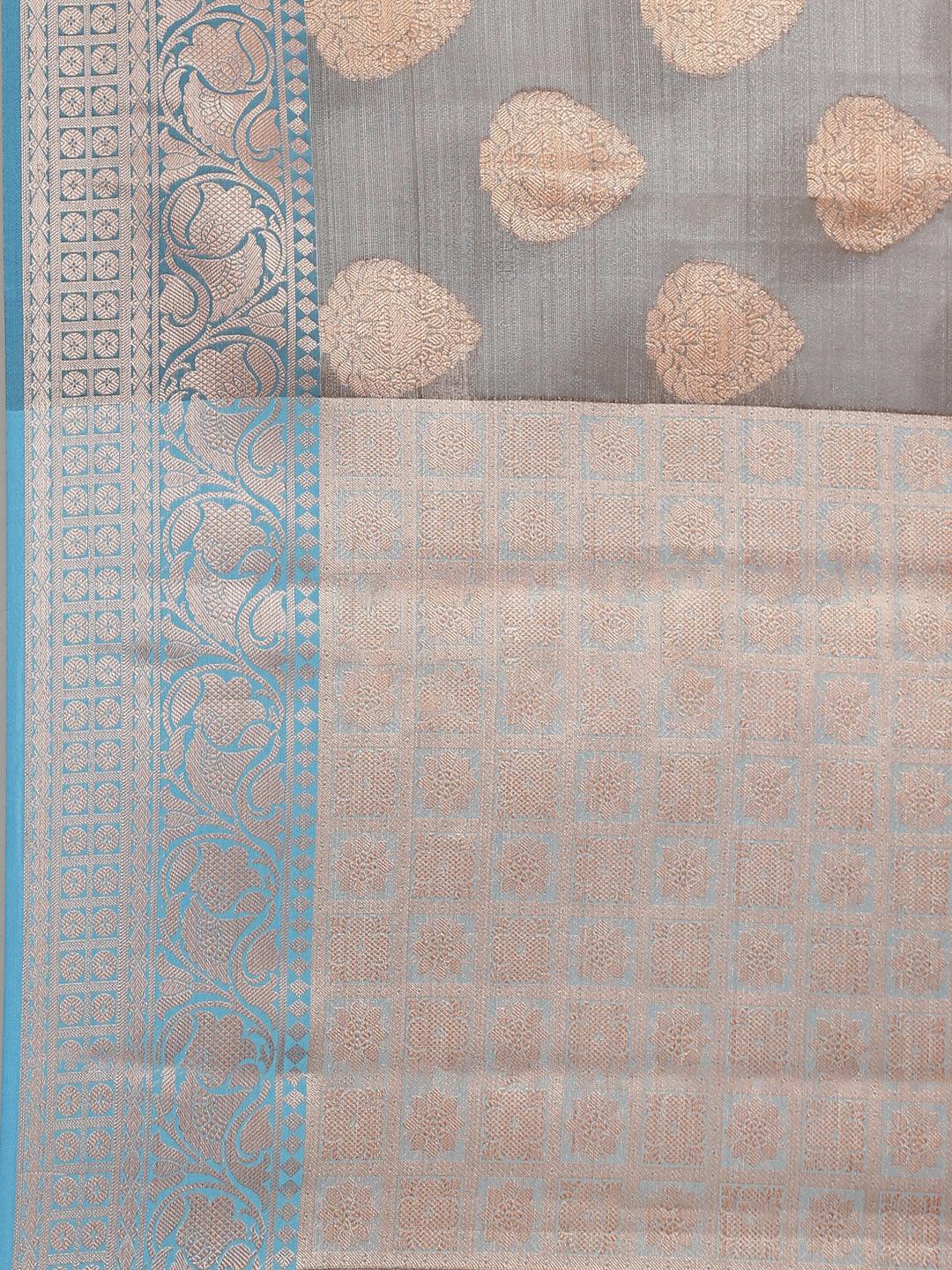 Women's Organza Blended Silk Jaamdani Saree - Varanasi - Indiakreations