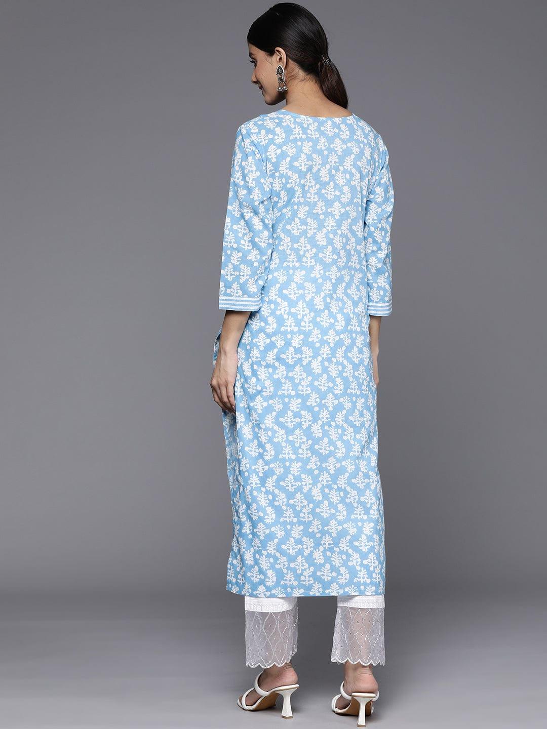 Varanga Dyed Thread Work Cotton Kurta - Indiakreations