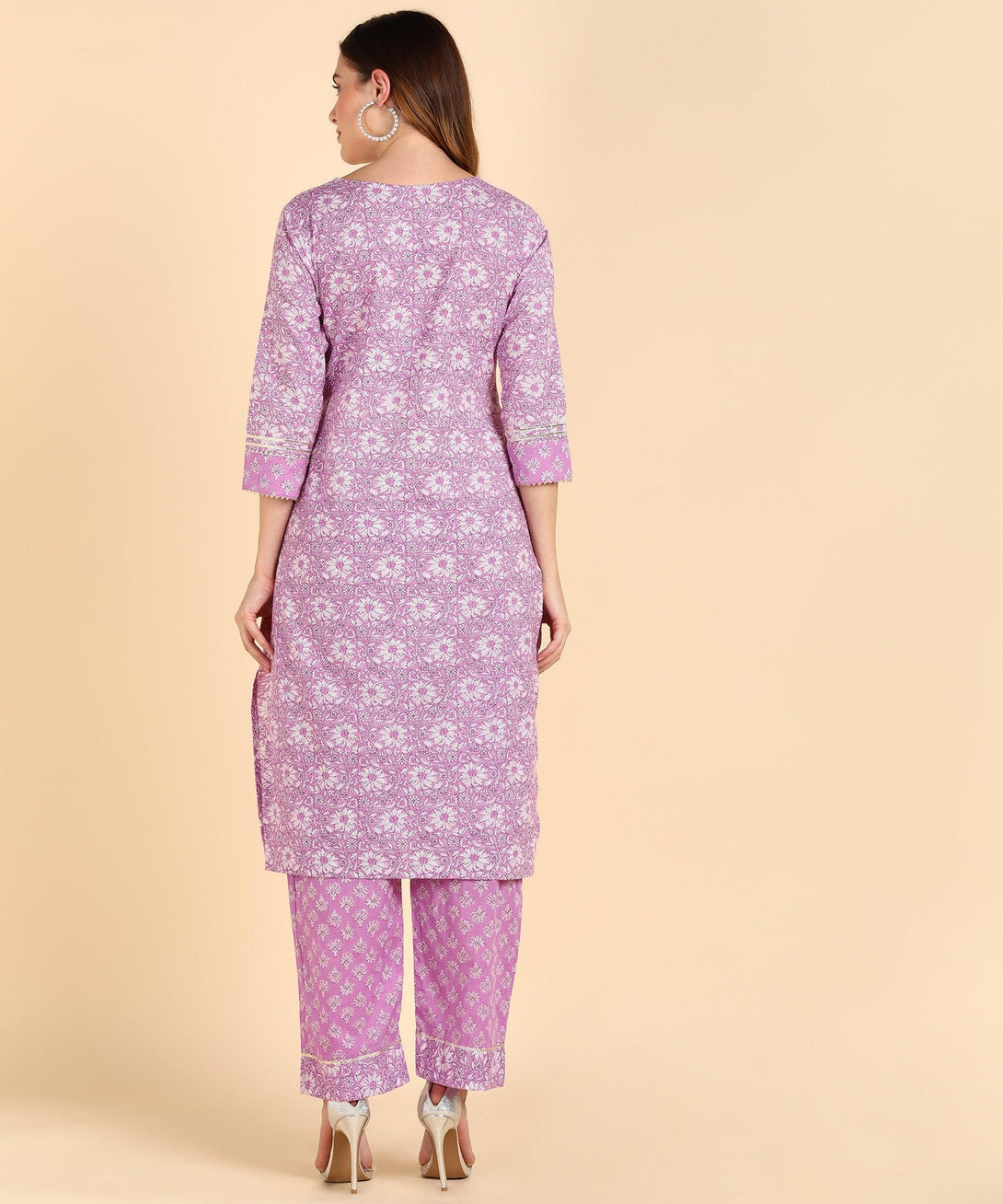 Women's Cotton Pink Printed Kurta With Pant - Noz2Toz - Indiakreations