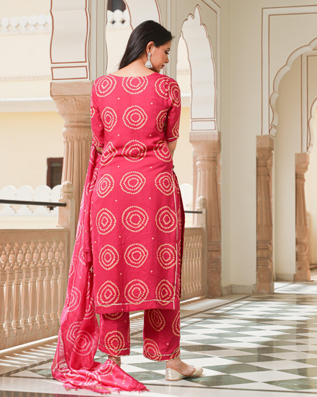 Women's Magenta Modal Bandhani Suit Set - Baisacrafts - Indiakreations