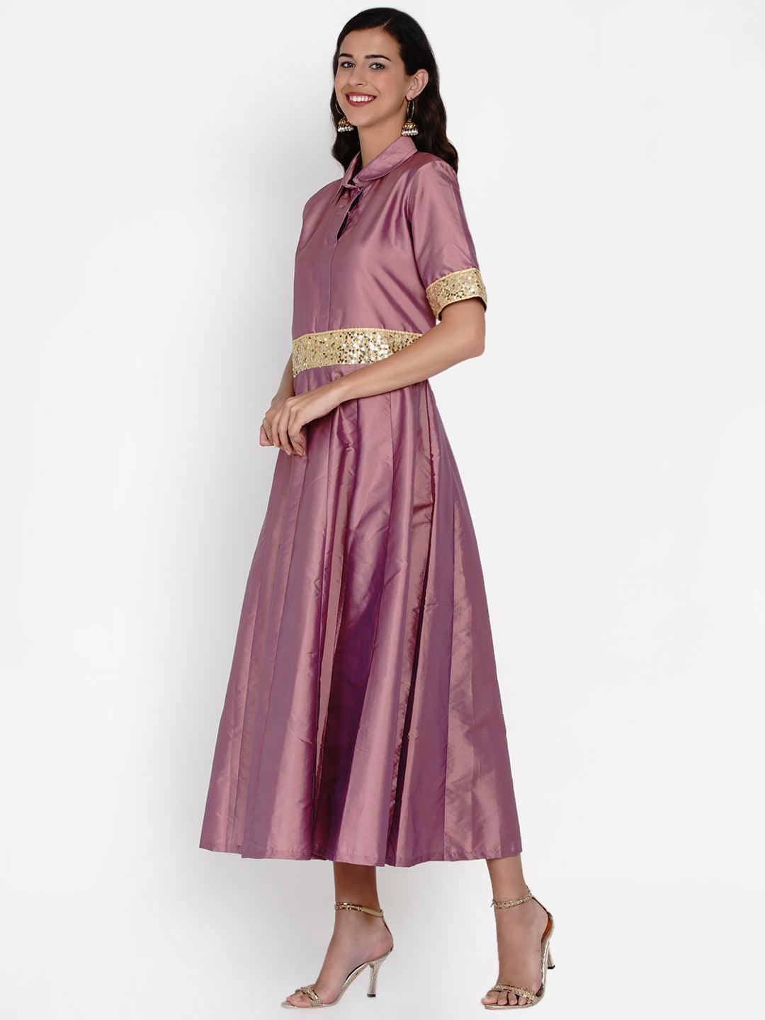 Women's Mauve Polyester Gown - Women Republic - Indiakreations