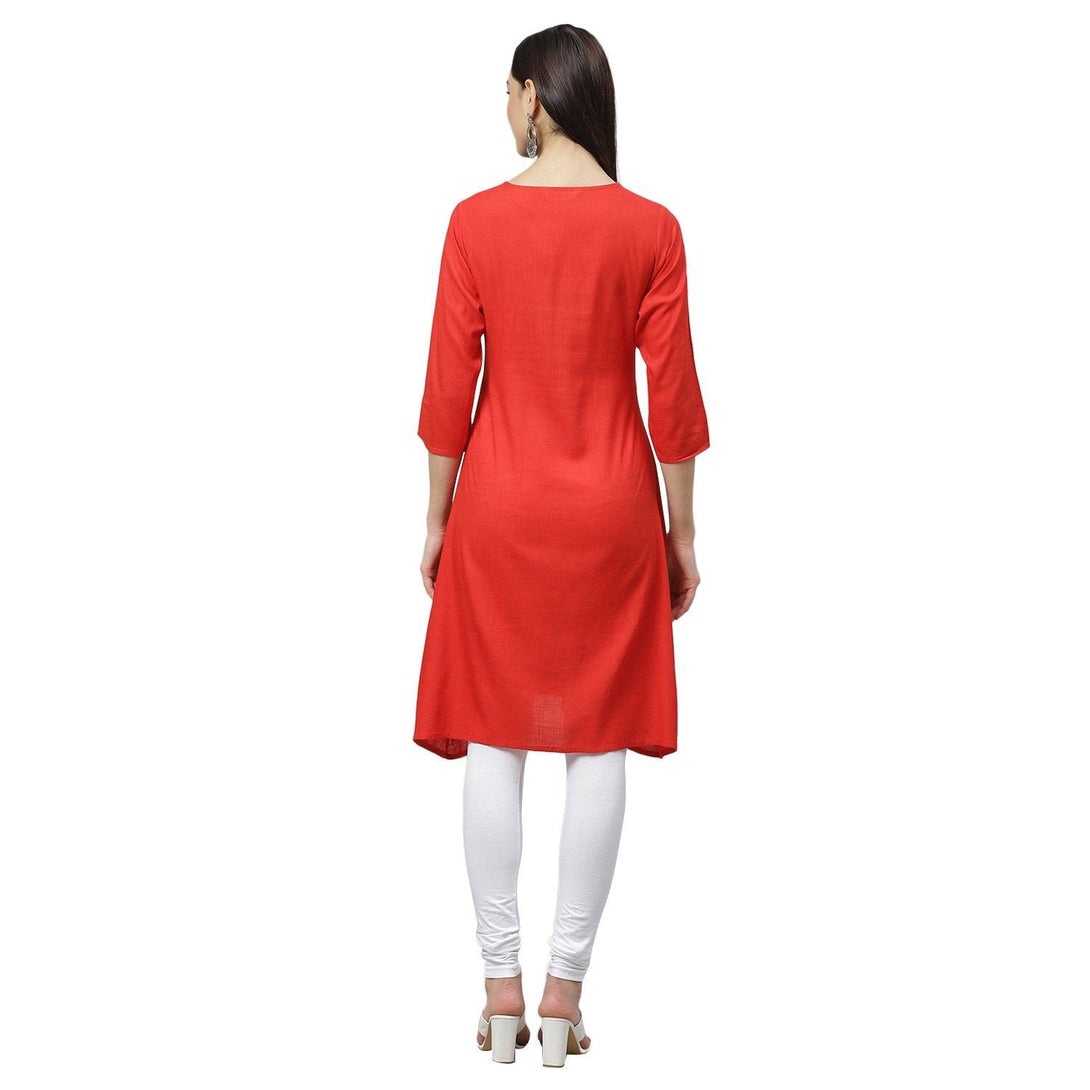 Women Red Cotton Kurti by Myshka (1 Pc Set) - Indiakreations
