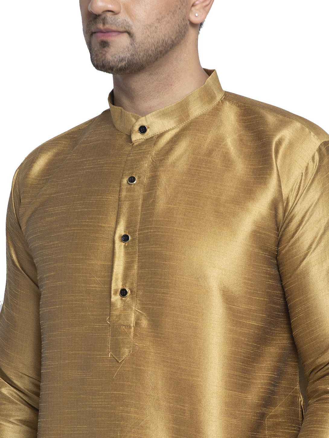 Men's Copper Solid Asymmetric Kurta With Churidaar Pyjama - Benstoke - Indiakreations