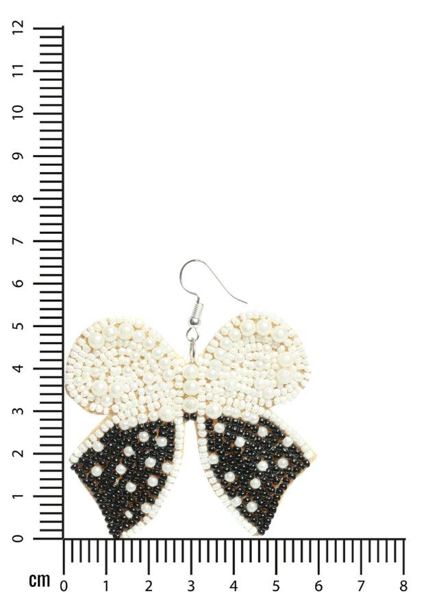 Women's Black & White Butterfly Shaped Drop Earrings - Jazz And Sizzle - Indiakreations