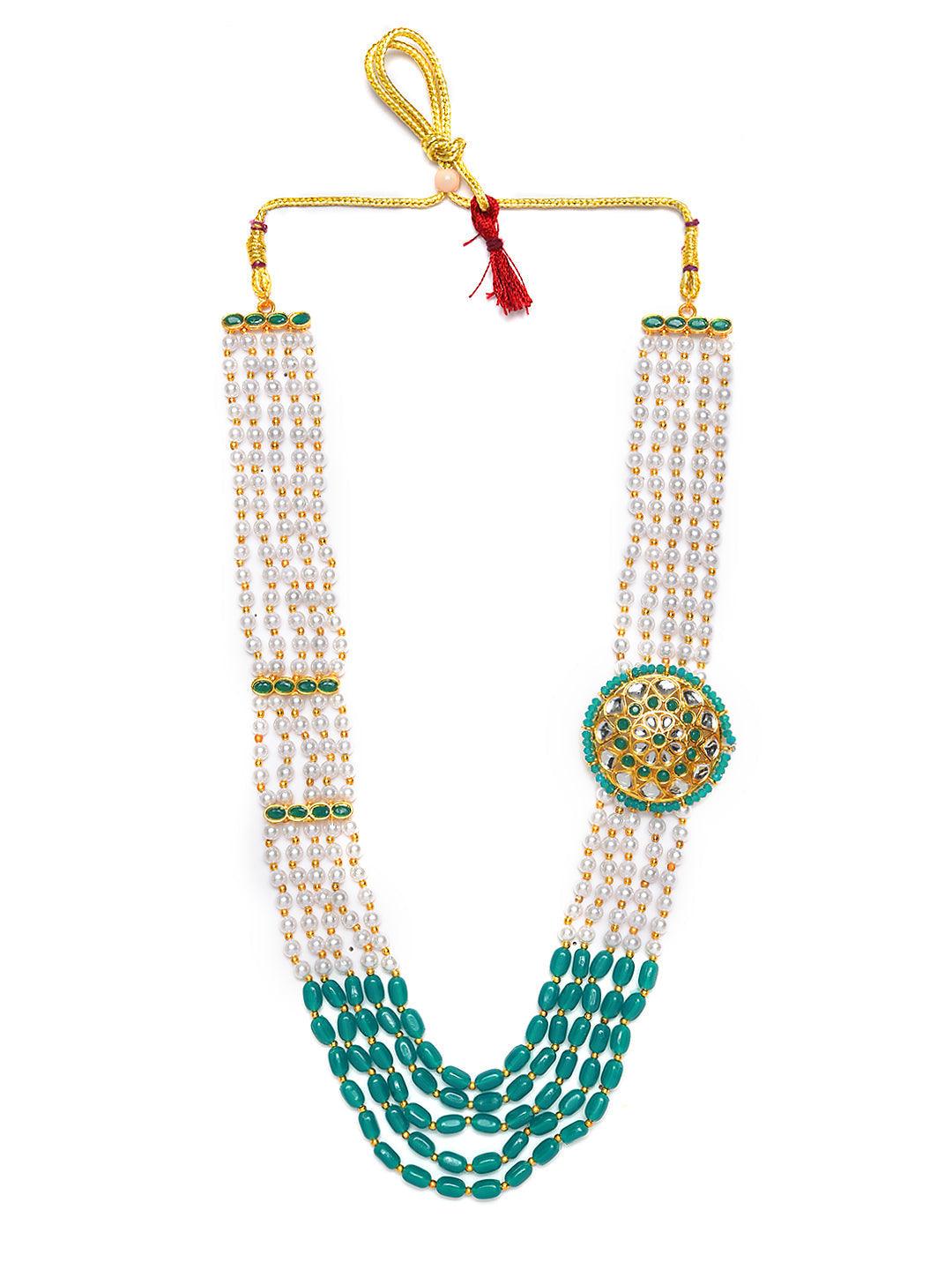 Women's Gold-Plated Green & White Combo Jewellery Set - Jazz And Sizzle - Indiakreations