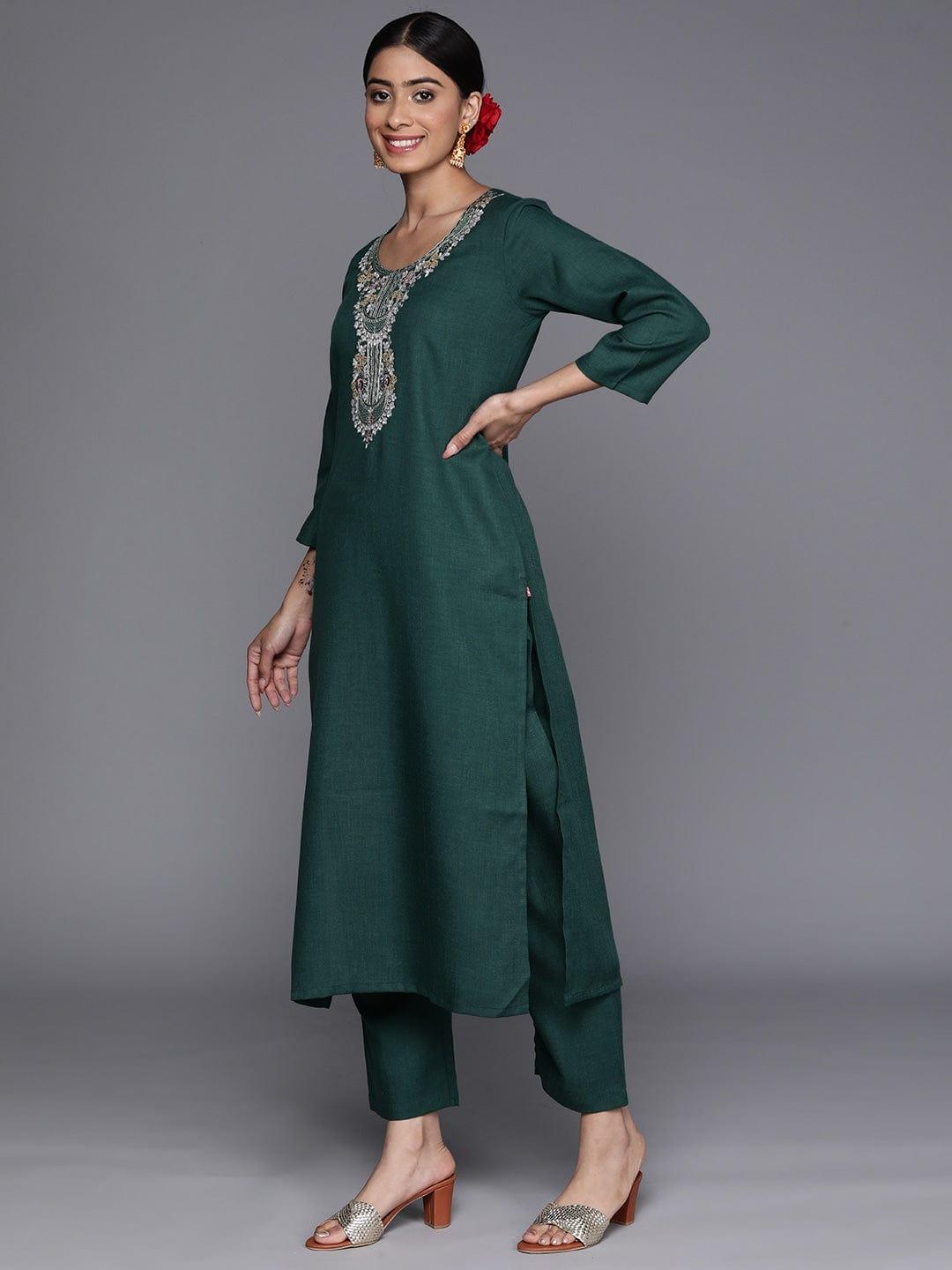 Varanga Floral Zari Embroidered Kurta With Trousers & Dupatta - Indiakreations