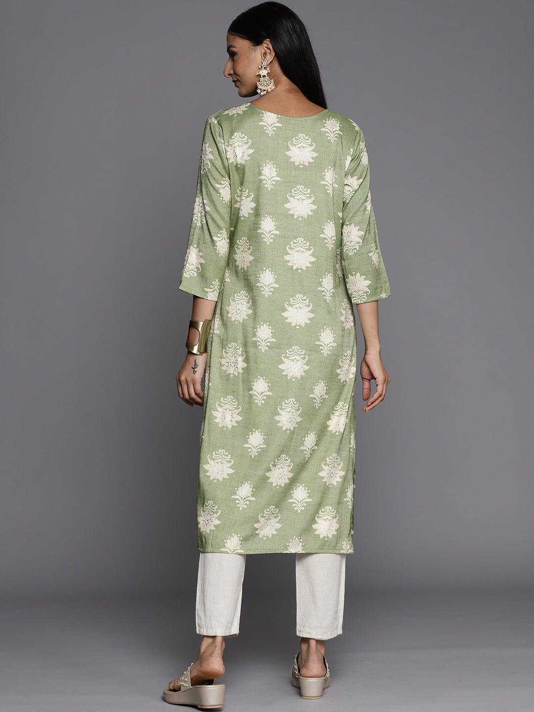 Varanga Women Green Ethnic Motifs Printed Kurta - Indiakreations