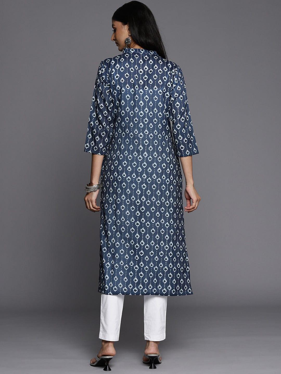 Varanga Women Navy Blue Ethnic Motifs Printed Kurta - Indiakreations