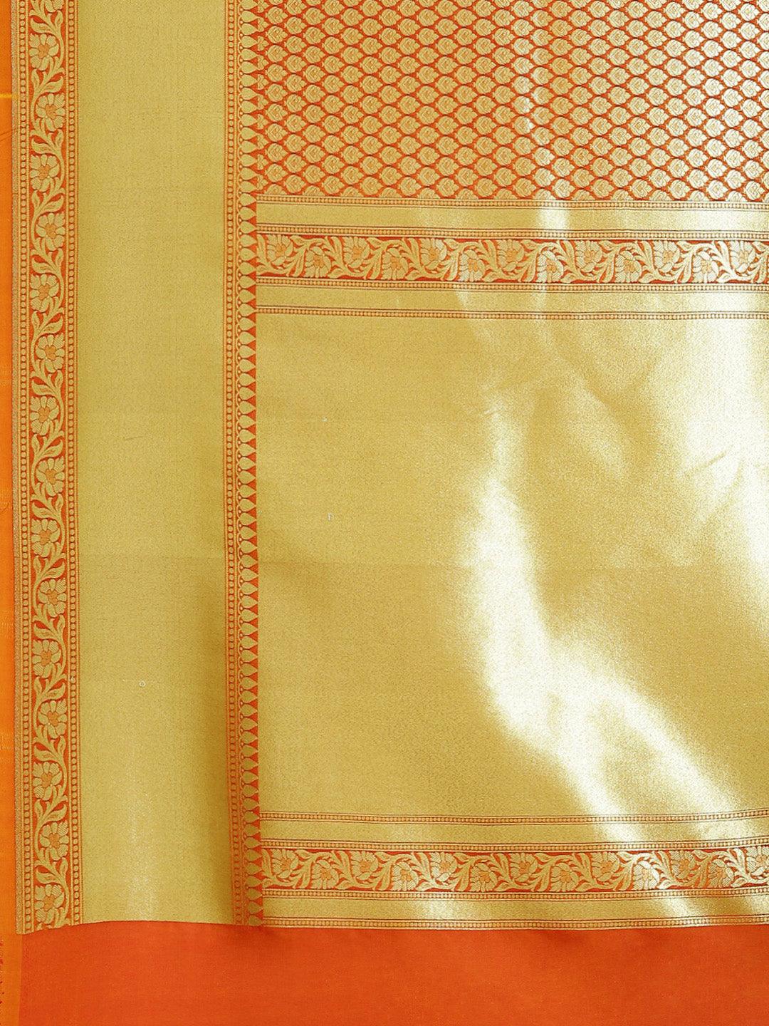 Women's Mustard Semi Silk Zari Woven Saree - Varanasi - Indiakreations