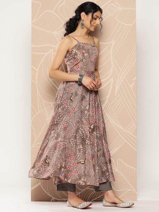 Varanga Floral Printed Kurta With Trousers & Dupatta - Indiakreations