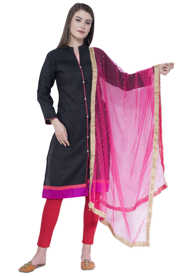 A R SILK Magenta Color Net Moti Dupattas and Chunnis