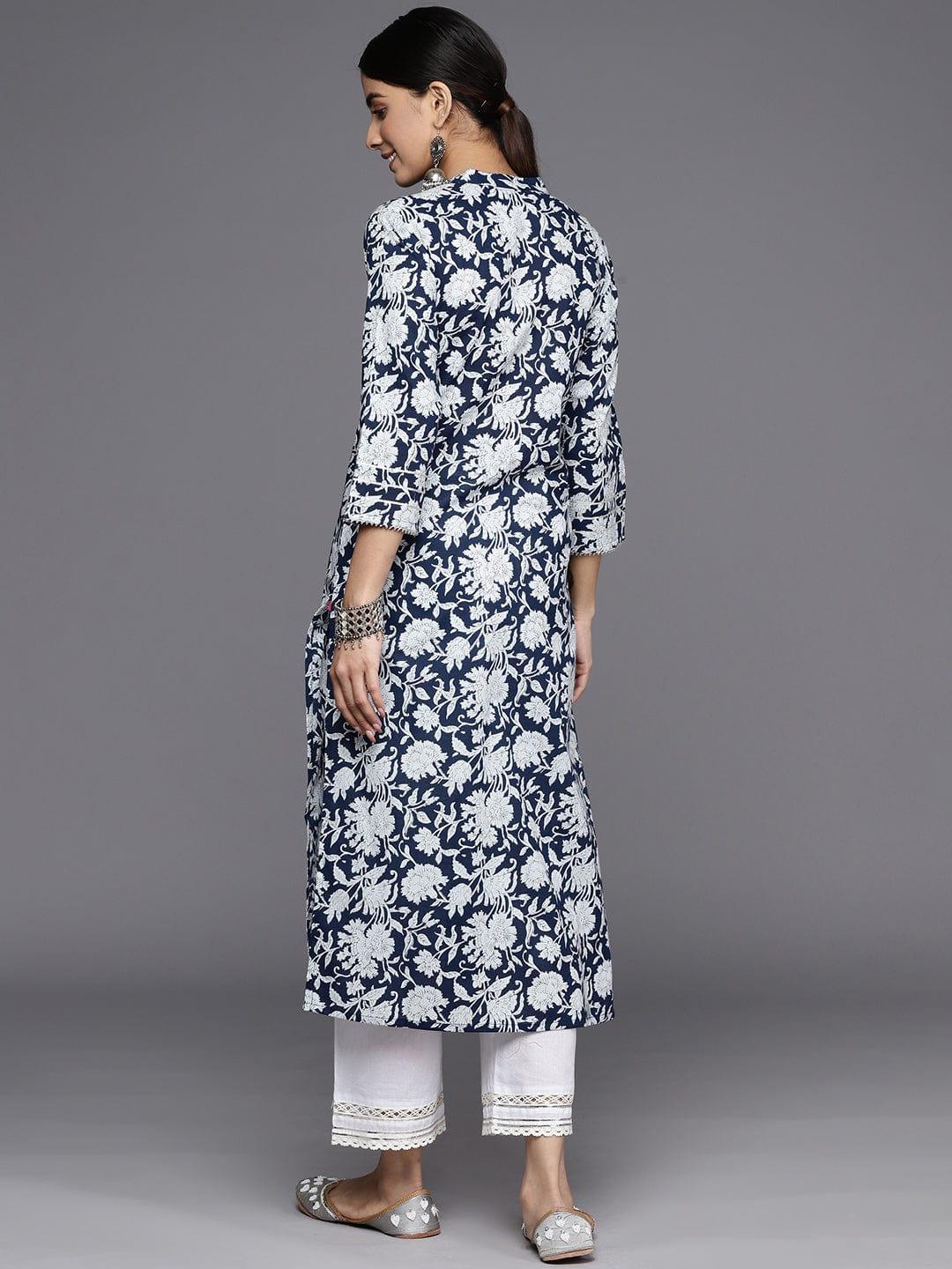 Varanga Floral Printed Gotta Patti Cotton Kurta - Indiakreations