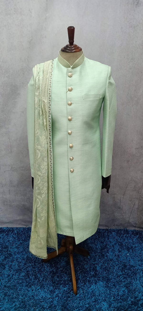 Regal Sea Green Men's Sherwani