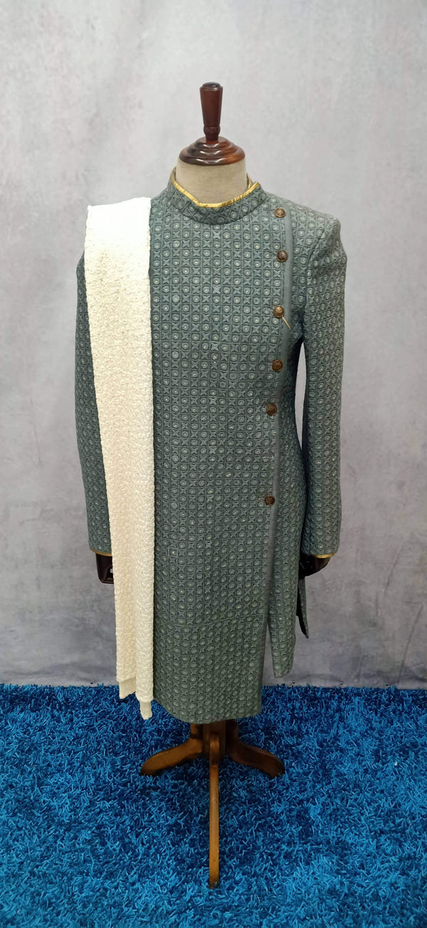 Men's Grey Jute Sherwani