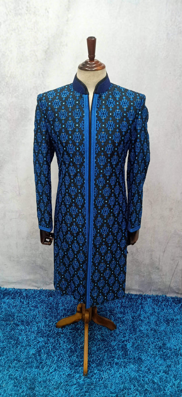 Royal Blue Silk Men's Sherwani