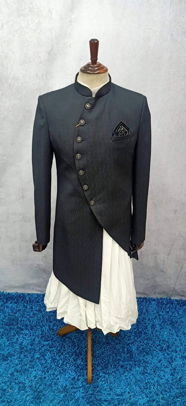 Elegant Black Silk Sherwani