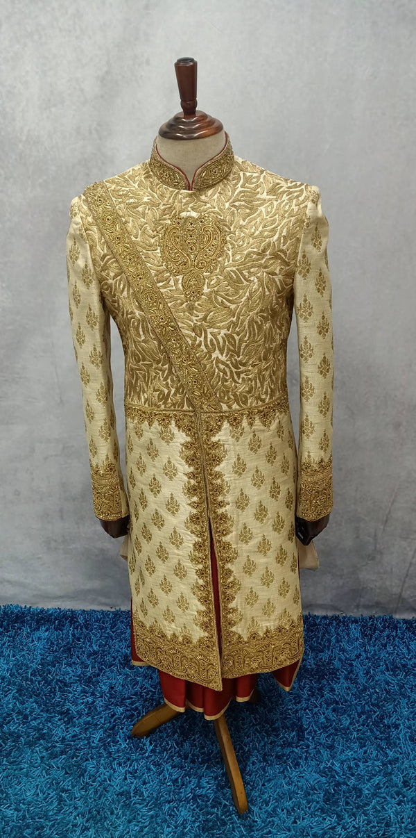 Regal Cream-Gold Men's Sherwani