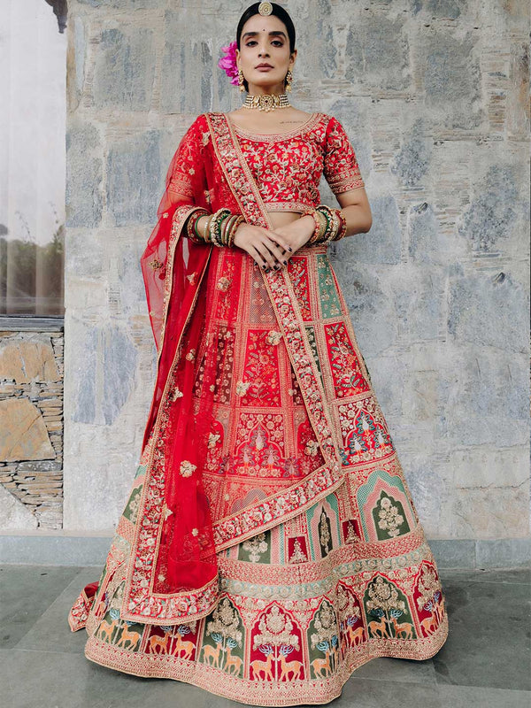 Dreamy Red Bridal Unstitched Designer Lehenga With Traditional Craftsmanship