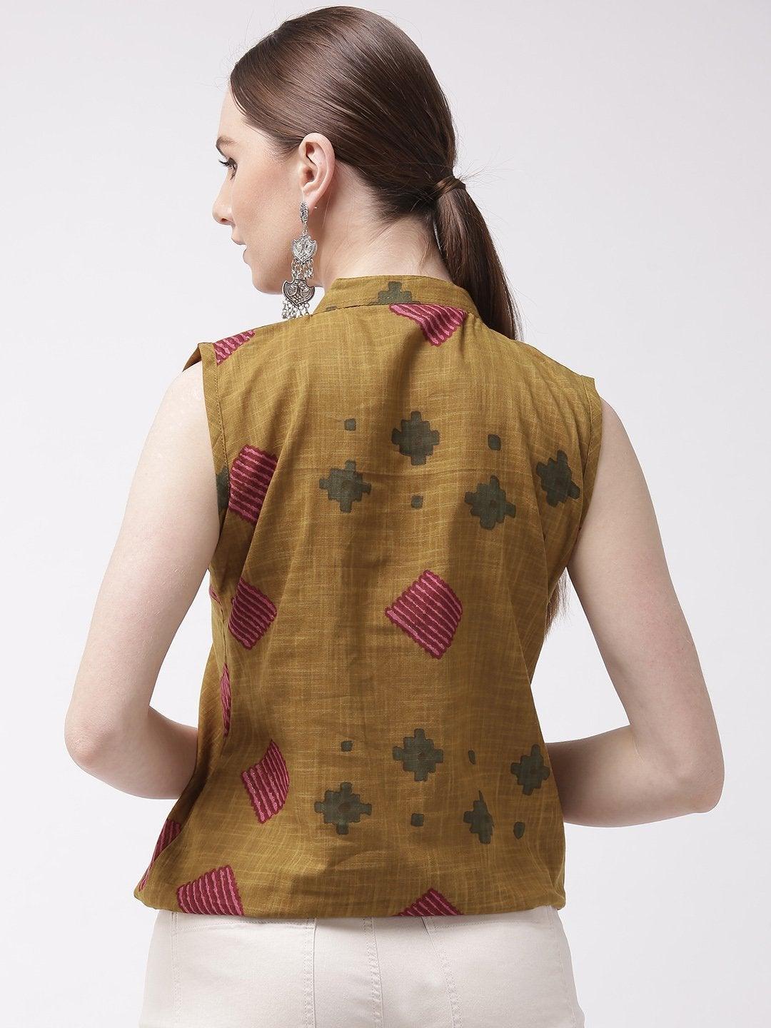 Women's Brown Printed Top - InWeave - Indiakreations