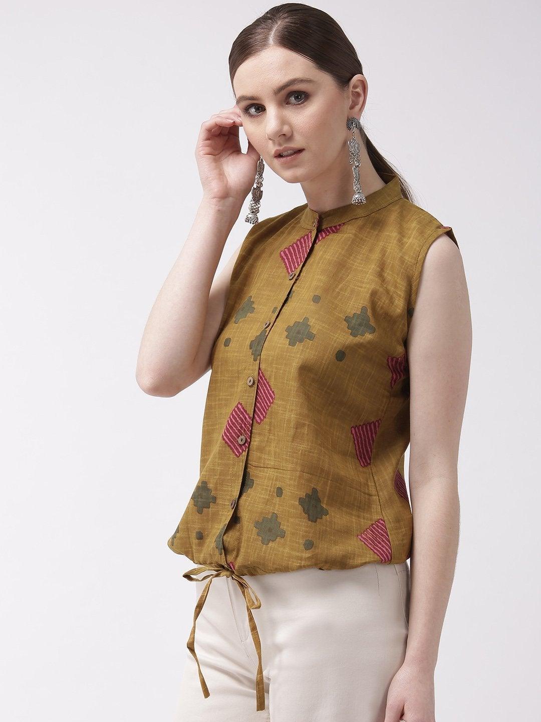 Women's Brown Printed Top - InWeave - Indiakreations