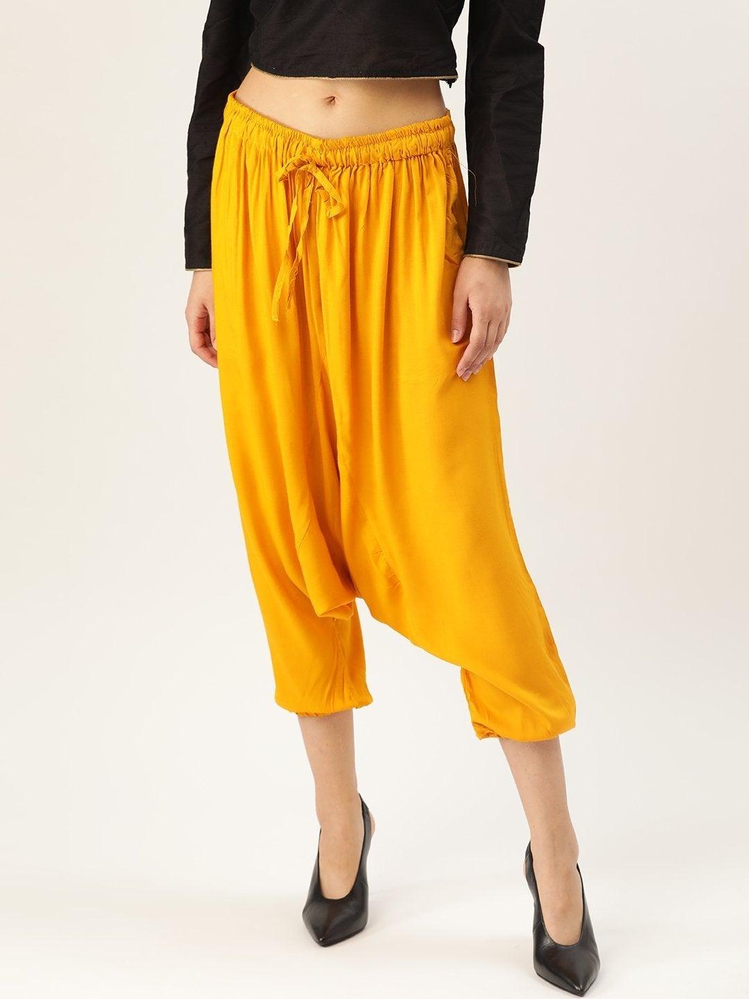 Women's Harem Pants - Mustard - InWeave - Indiakreations