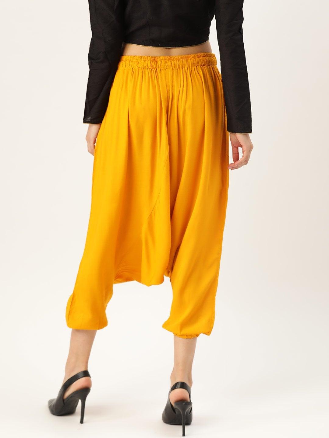 Women's Harem Pants - Mustard - InWeave - Indiakreations