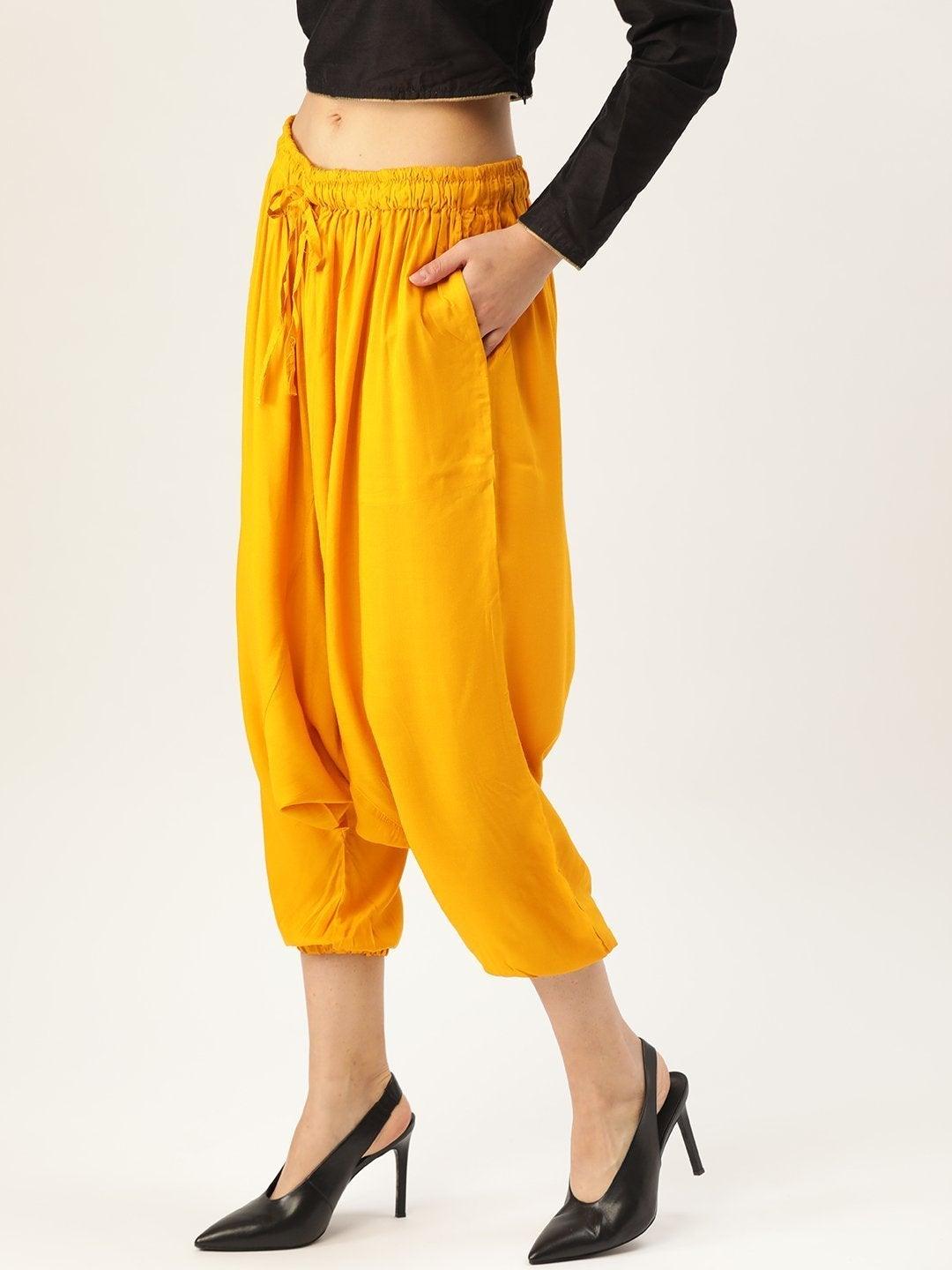 Women's Harem Pants - Mustard - InWeave - Indiakreations