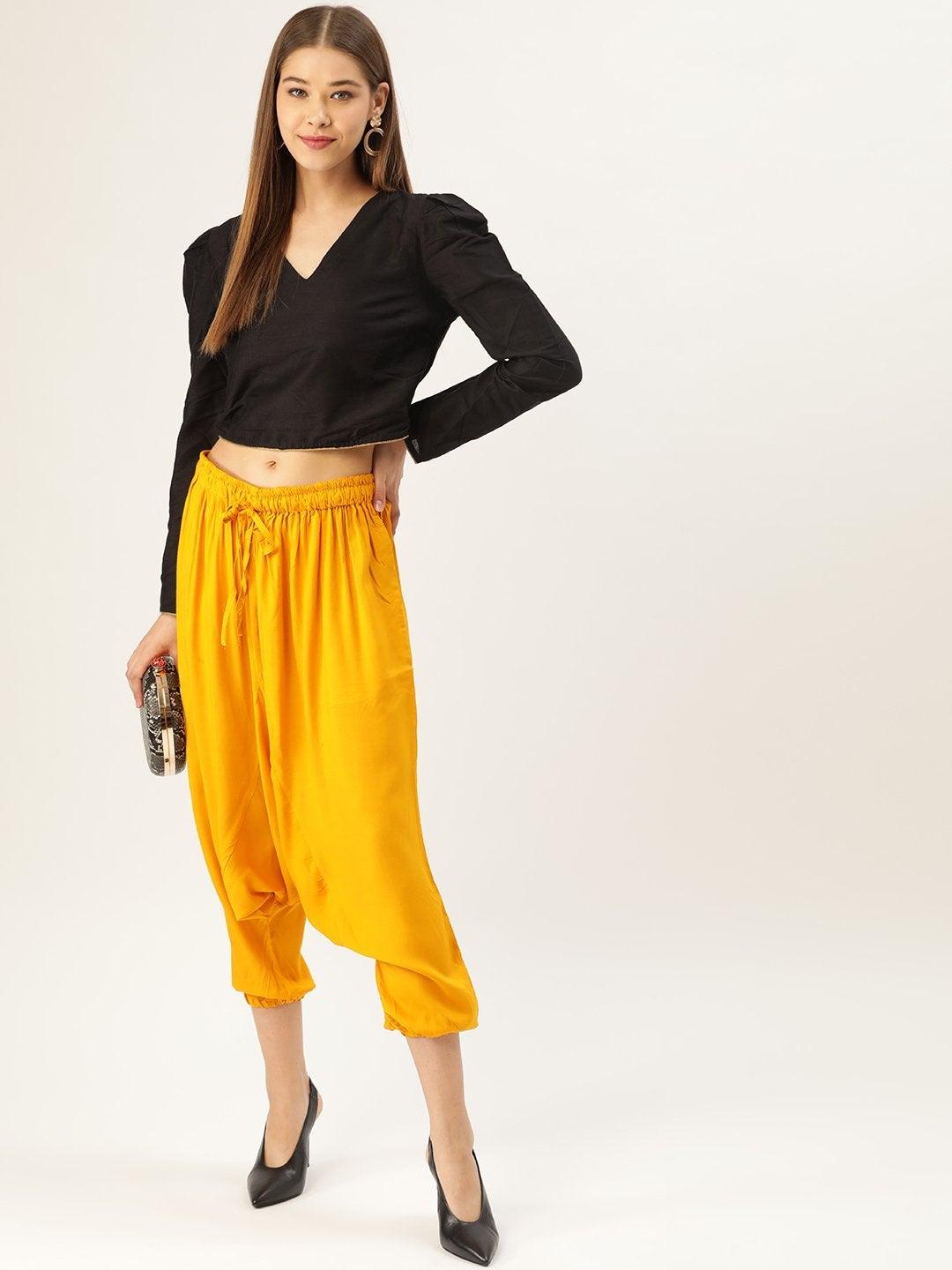 Women's Harem Pants - Mustard - InWeave - Indiakreations