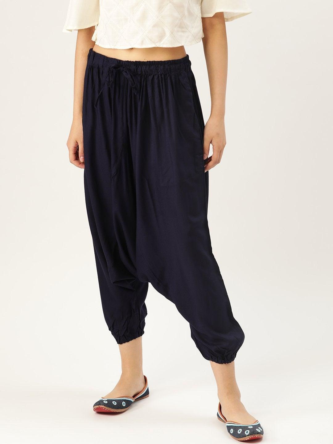 Women's Harem Pants - Navy Blue - InWeave - Indiakreations