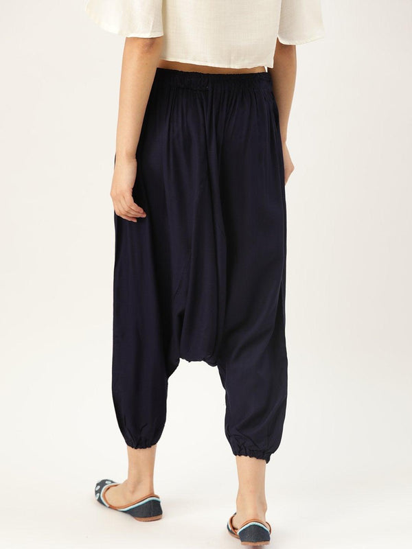 Women's Harem Pants - Navy Blue - InWeave - Indiakreations